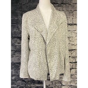 Nic and Zoe Womens Jacket Large White Grey‎ Classic Open Front Casual Preppy